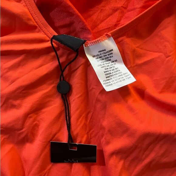 NWT Sun Lab Swim beautiful Orangey Red in color Low back size M 1Piece swimsuit. - Picture 2 of 4